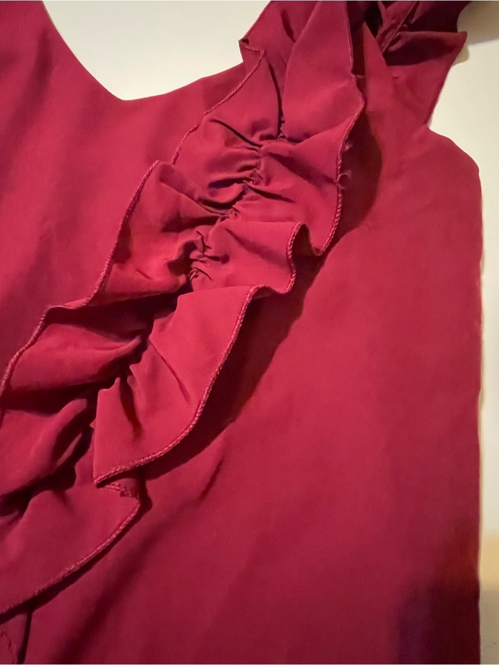 Women's Ruffled One-Shoulder Cami Top - Deep Raspberry - Picture 5 of 5